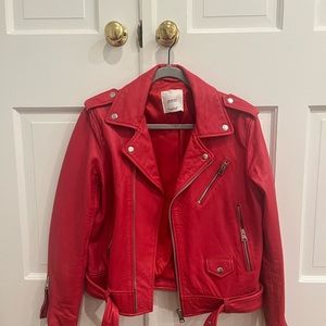 MANGO RED LEATHER JACKET